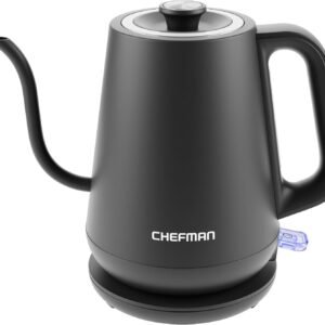 Chefman Gooseneck Electric Kettle, 0.8L Pour Over Tea Kettle for Coffee and Tea, One-Touch Operation, Boil-Dry Protection, Auto Shut-Off, Ultra-Fast Hot Water Boiler – Black