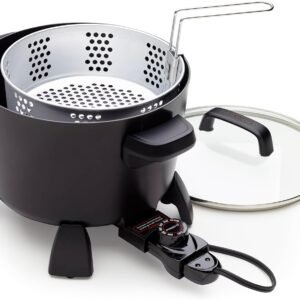 Presto 8-Quart Big Kettle, Steamer and Deep Fryer Multi-Cooker, Black