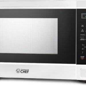 COMMERCIAL CHEF Microwave 1.3 Cu Ft with 10 Power Levels, Microwave with Push Button Door Lock, 1000W Countertop Microwave with Timer and Digital Controls, White