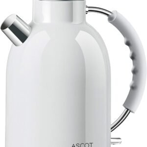 ASCOT Electric Kettle, Stainless Steel Electric Tea Kettle Gifts for Men/Women/Family 1.5L 1500W Retro Tea Heater & Hot Water Boiler, Auto Shut-Off and Boil-Dry Protection (White)