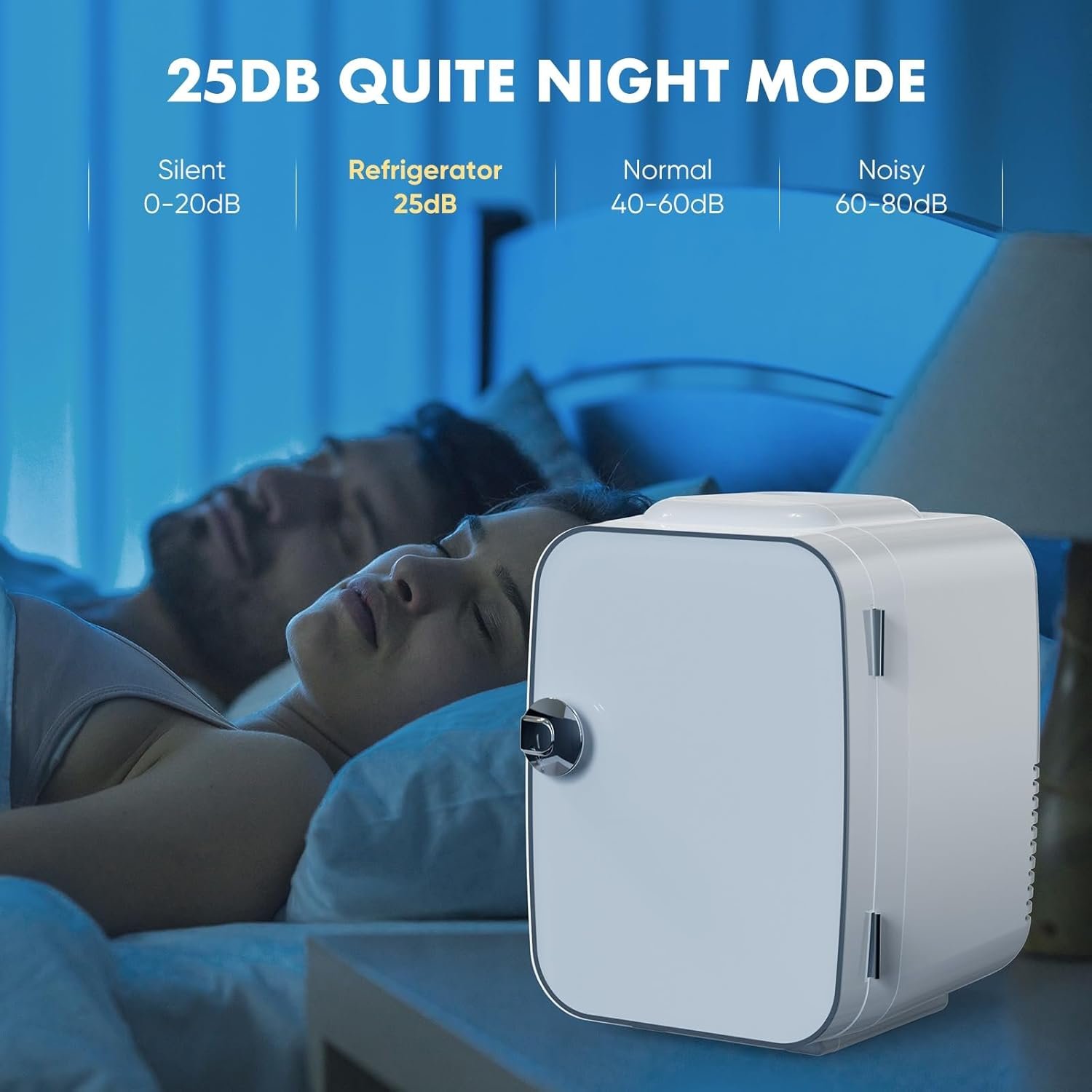 FAB&DELUXE Mini Fridge, 4 Liter/6 Can Portable Cooler & Warmer Compact Refrigerator for Skincare, Cosmetics, Beverage, Food, Great for Bedroom, Office, Dorm, Car - White - Image 6