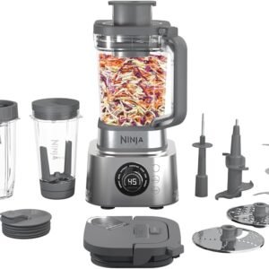 Ninja Blender & Food Processor Combo, Foodi Power Blender System for Smoothies, Bowls, Spreads & Shakes, 6 Functions, 72-oz Glass Pitcher, To-Go Cups, Silver, SS401