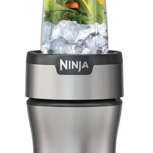Ninja BN301 Nutri-Blender Plus Compact Personal Blender, 900-Peak-Watt Motor, Frozen Drinks, Smoothies, Sauces & More, (3) 20 oz. To-Go Cups, (2) Spout-Lids (1) Storage-Lid, Dishwasher Safe, Silver