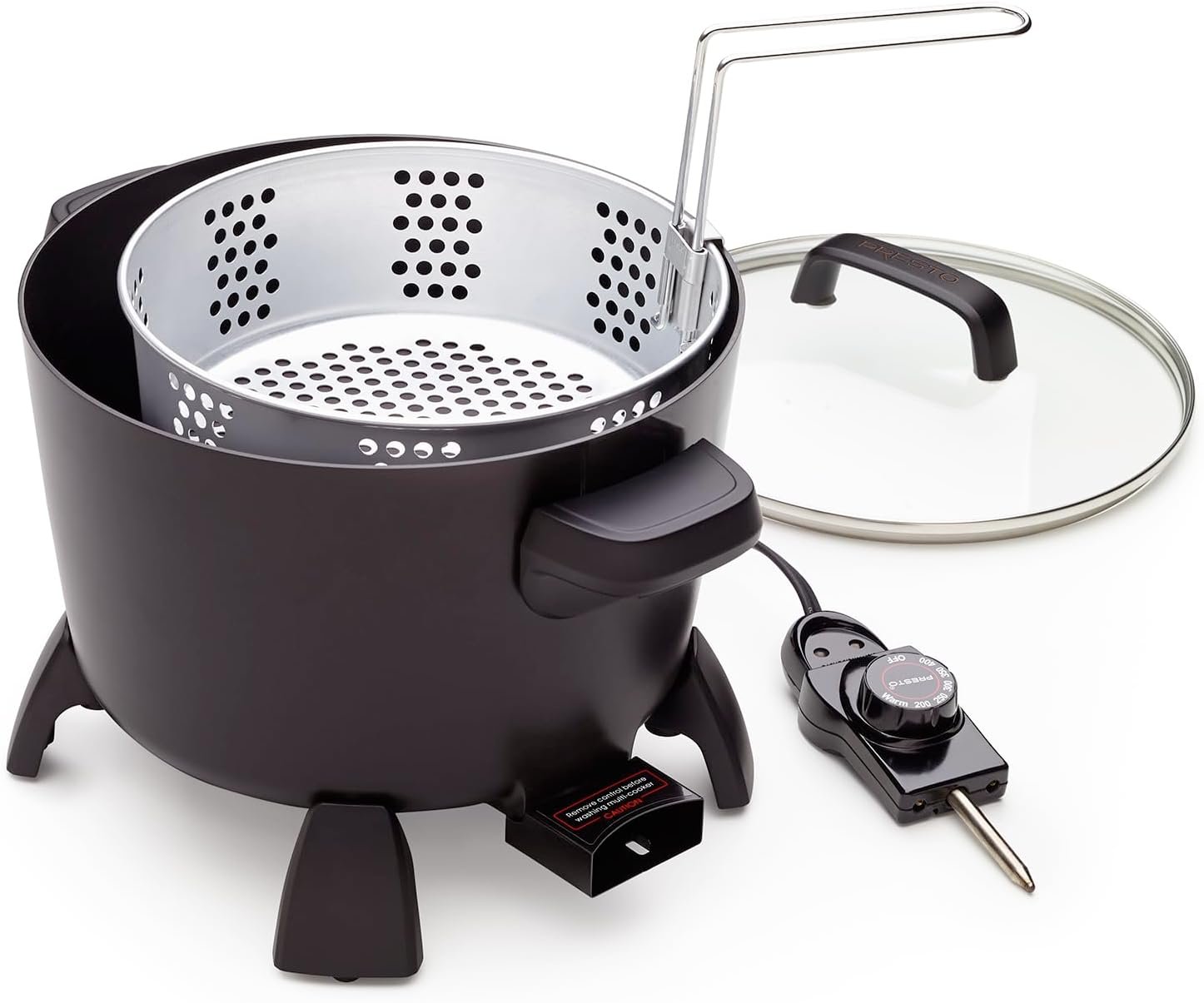 Presto 8-Quart Big Kettle, Steamer and Deep Fryer Multi-Cooker, Black - Image 5