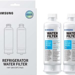 SAMSUNG Genuine Filters for Refrigerator Water and Ice, Carbon Block Filtration for Clear Drinking Water, HAF-QIN-2P, 2 Pack