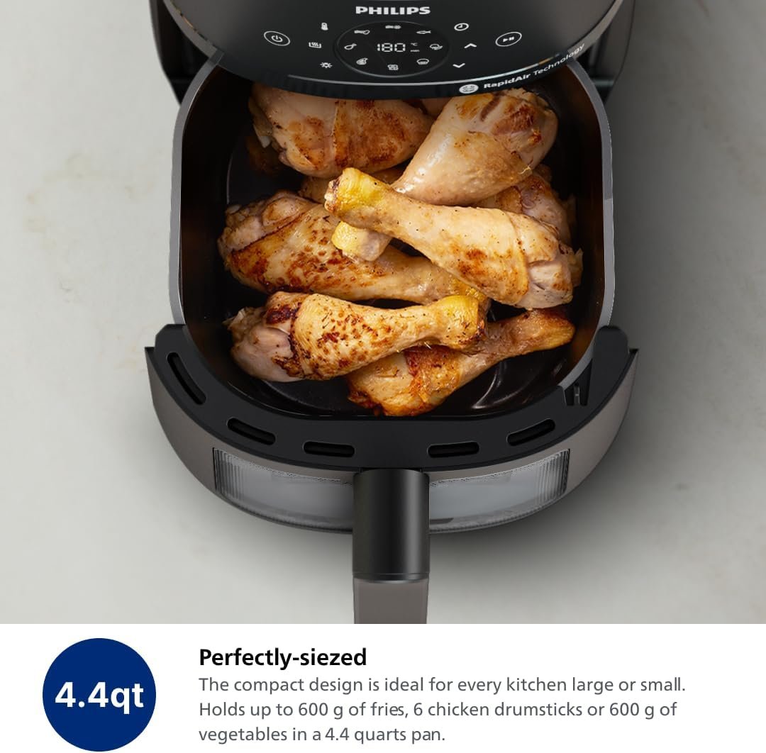 Philips 2000 Series Airfryer - 4.4 qt (4.2 l) Pan, 13 Cooking Functions, RapidAir Technology, Healthy Cooking with 90% Less Fat, Efficient & Fast (NA220/00), 9.8 pounds weight - Image 4