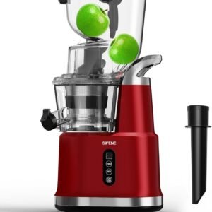 Cold Press Juicer Machine, SiFENE Slow Masticating Juicer, 83mm Wide Chute for Whole Fruits Vegetables, Easy to Clean, High Yield, Non BPA, Red