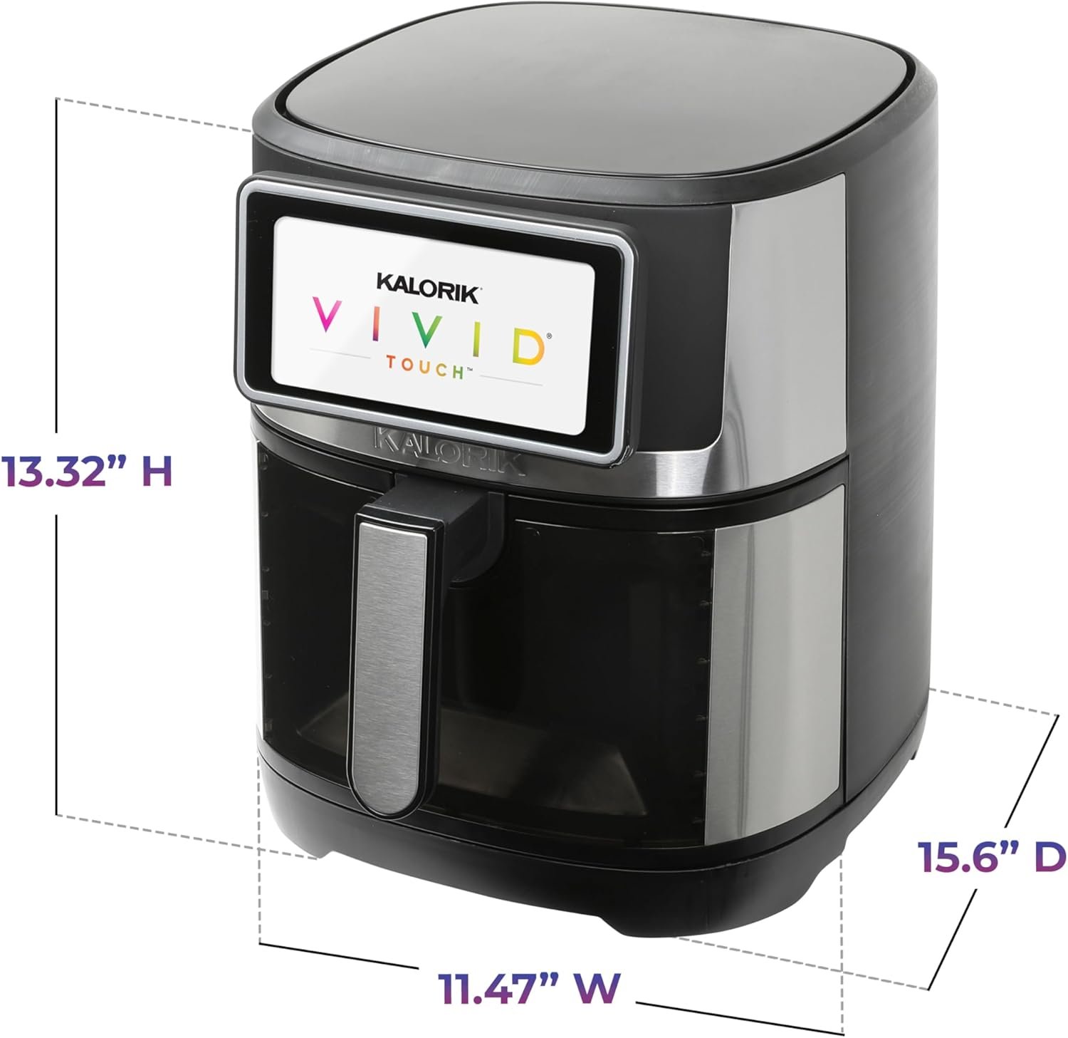 Kalorik Air Fryer VIVID TOUCH Series 7 Quart Capacity with High-Resolution Touchscreen 200 Cooking Presets in 12 Food Categories with View Window, 1500-Watts, Stainless Steel - Image 6