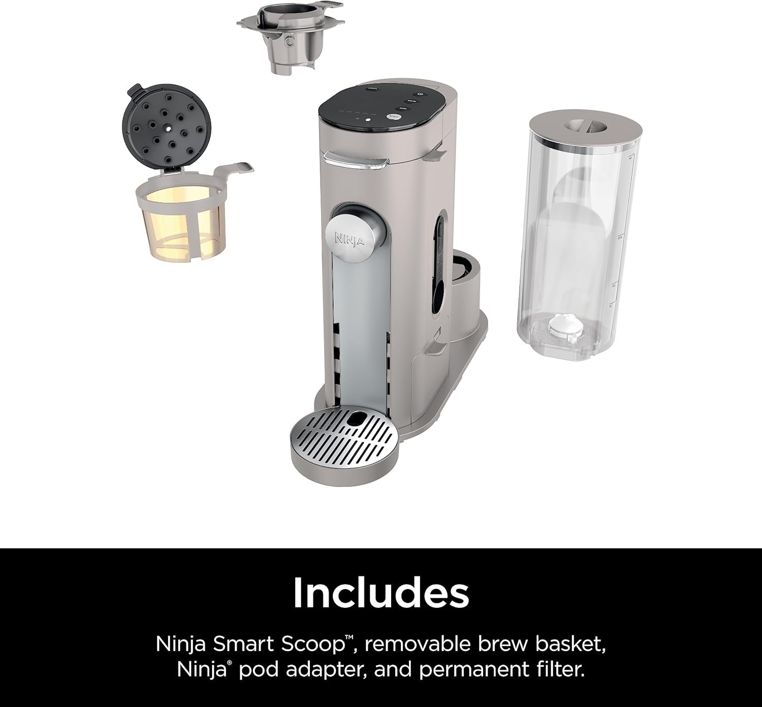Ninja Pods & Grounds Single-Serve Coffee Maker, K-Cup Pod Compatible, Brews Grounds, Compact Design, 56-oz. Reservoir, 6-oz. Cup to 24-oz. Travel Mug Brew Sizes, Iced Coffee Maker, Stone, PB041ST - Image 8
