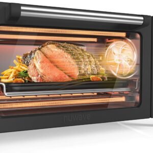Nuwave Bravo Pro Smart Air Fryer Toaster Oven Combo, Airfryer Convection Oven Countertop, 12-in-1 Functions with Quicker & Even Crisp Technology, 1800W, 50-450°F, PFAS-Free, 21QT, Black