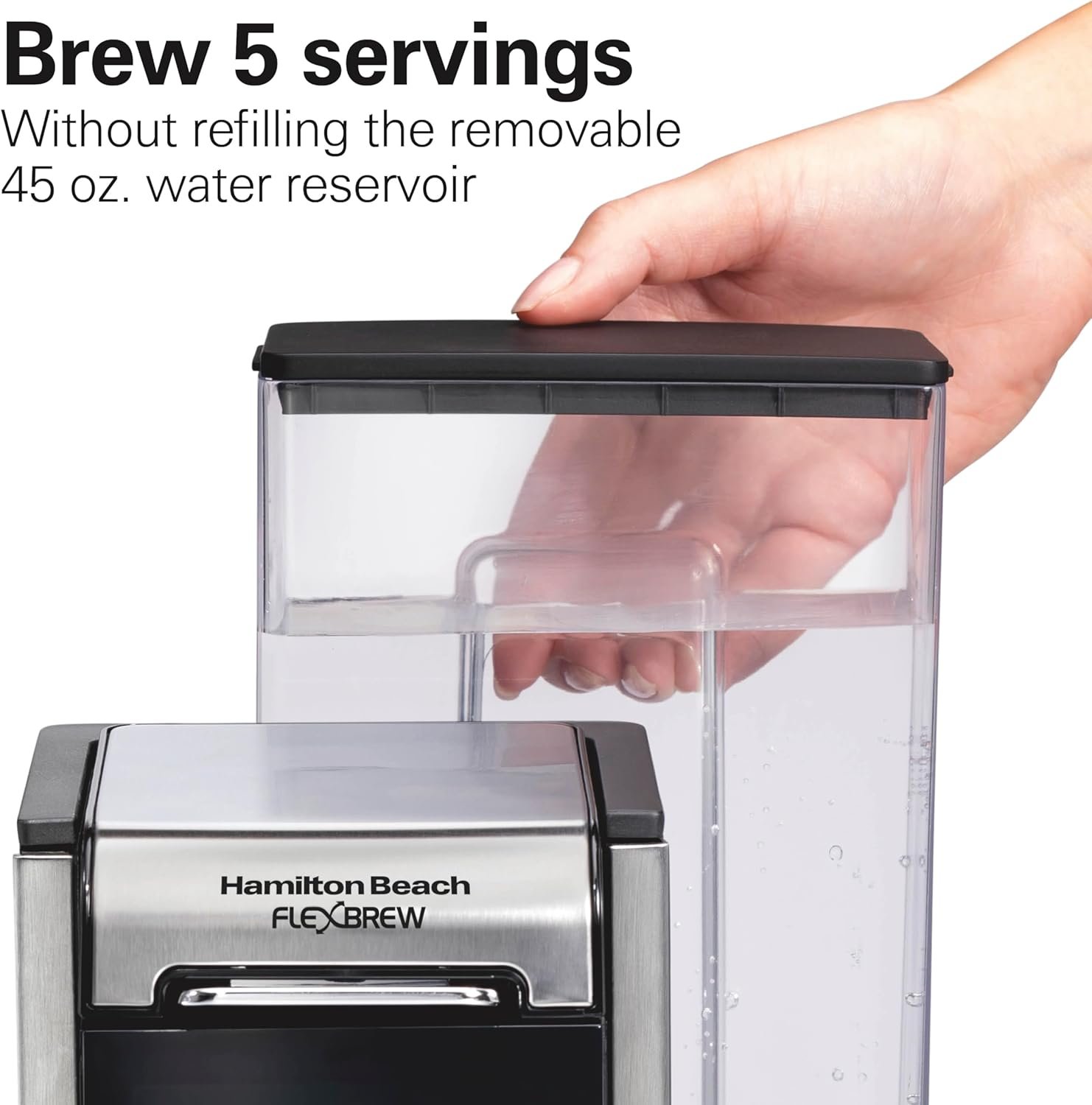 Hamilton Beach FlexBrew Advanced 4-in-1 Single Serve Hot & Iced Coffee Maker with Removable 45 oz. Water Reservoir, Use Pod Packs and Grounds, Fast Brewing, LED Touchscreen, Black (49925) - Image 4