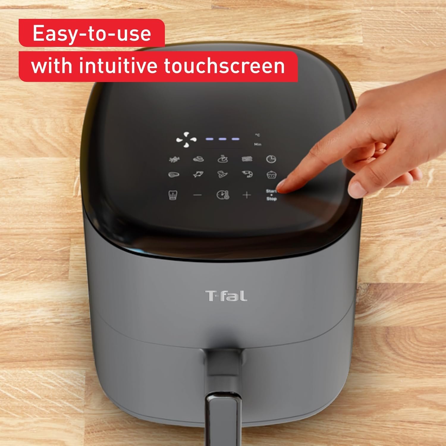 T-fal Easy Fry Max 5.3 qt Digital Air Fryer: 10 Versatile Cooking Programs, Intuitive Touchscreen, Dishwasher-Safe Basket, Fast and Healthy Cooking for Crispy Delicious Results, Grey - Image 3