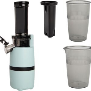 Slow Juicer, Compact Masticating Juicer with Pulp Separation, Maximum Juice Yield for Fresh, Nutrient-Rich Drinks, Easy Clean-Up & Compact Design, Aqua