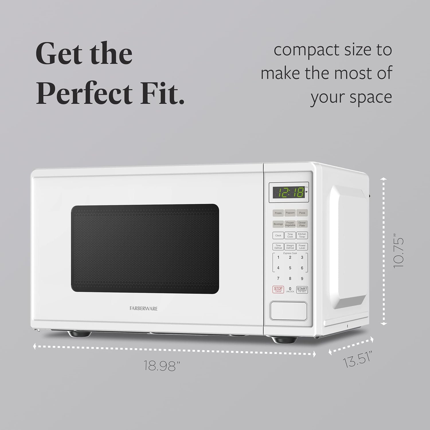 Farberware 0.9 Cu. Ft. 900-Watt Oven Auto, Defrost, & Express Cooking – Compact Countertop Microwave with Digital Display & Safety Lock, White - Image 4