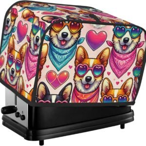 2-Slice Toaster Cover Colorful Dogs Love Sunglass,Polyester Kitchen Appliance Protector