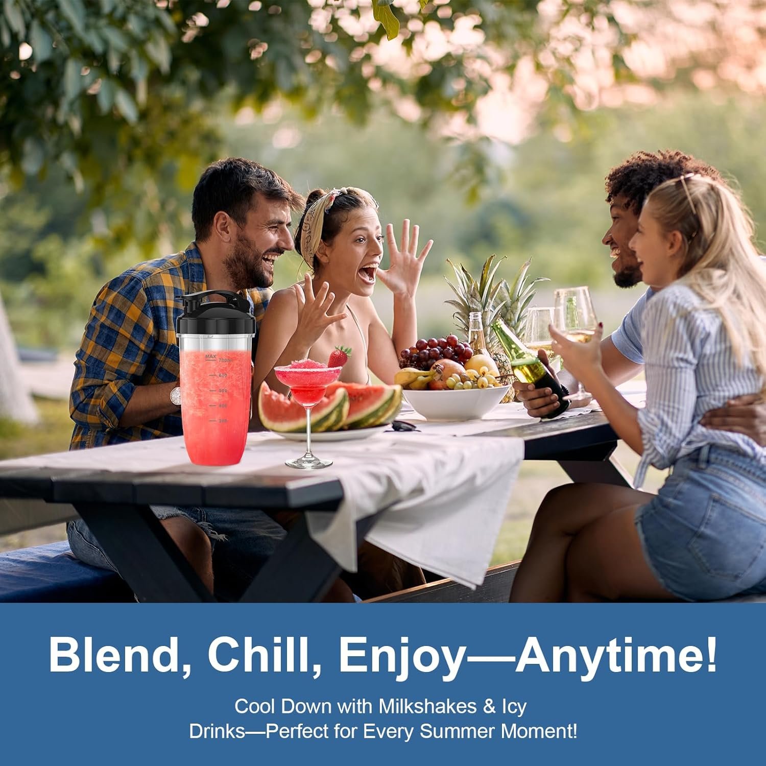 12-Piece Smoothie Blender Maker 25,000 RPM Personal Blender for Ice Crushing Smoothies & Frozen Drinks Nuts with 23oz, 32oz, 37oz Portable Cups Two 6-Leaf Stainless Steel Blades, Silver - Image 9