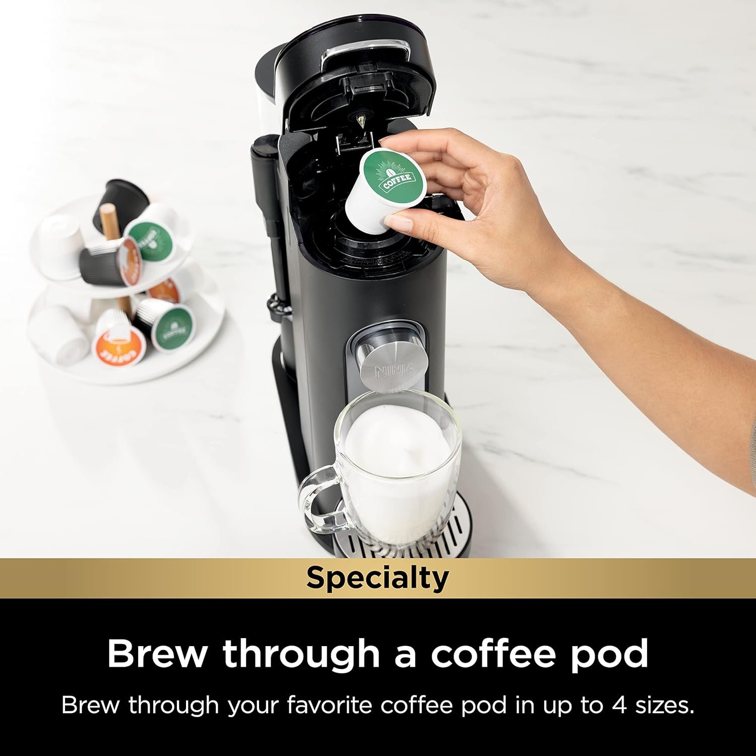 Ninja | Coffee Maker | Single Serve |Brew with Coffee Pods & Grounds| Compatible with K-Cup Coffee Pods | 4 Brew Styles, up to 24oz Cup Sizes & 56oz Removable Reservoir | Black | PB051 - Image 2
