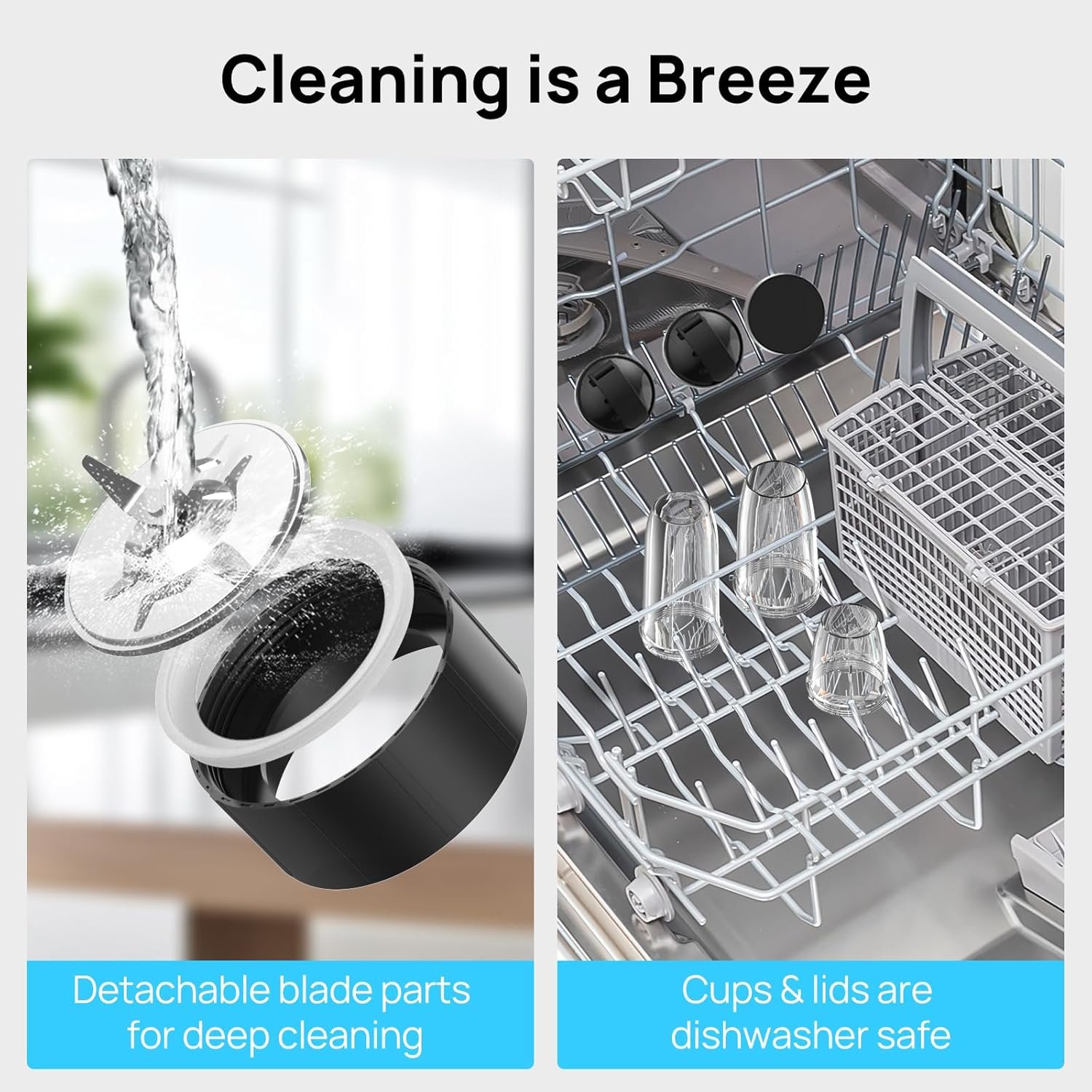 Consciot CB08 11-Piece Blender for Kitchen and Personal Size, Blend Shakes and Smoothies, Frozen Drinks, Baby Food, Spreads & More, 3 Portable To-Go Cups & 2 Spout Lids & 1 Solid Lid, 900 Peak Watts - Image 7