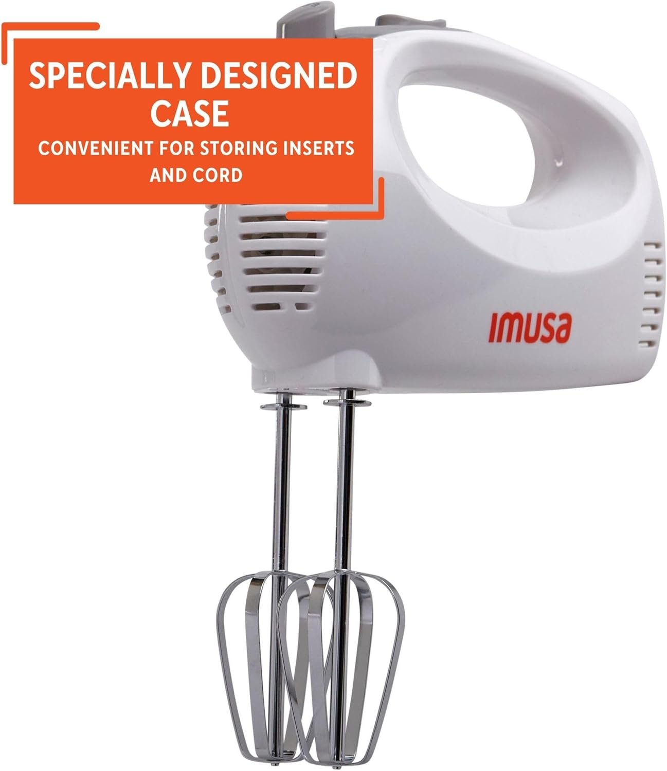 IMUSA USA Hand Mixer with Case 5-Speed ,White, Small - Image 5