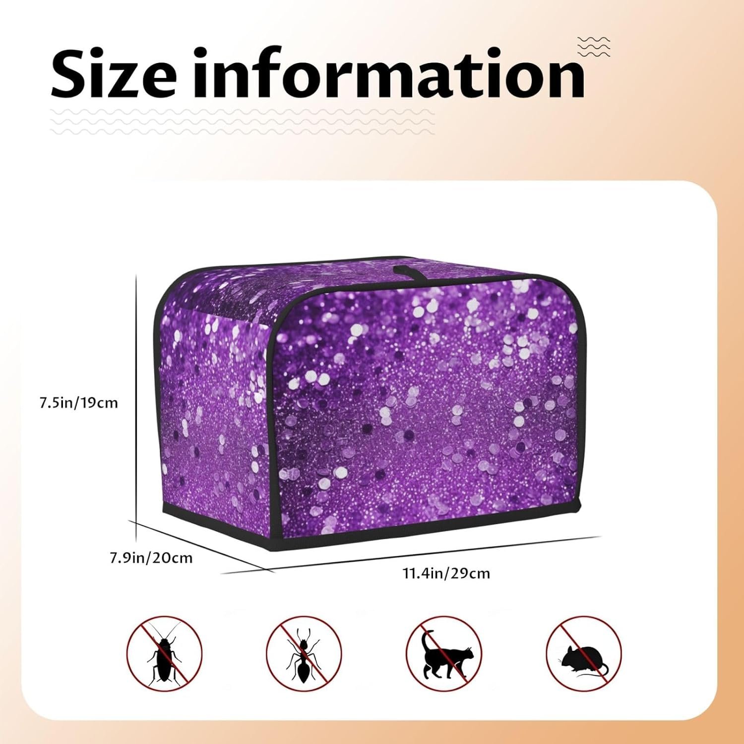 Sparkling Purple Glitter 2 Slice Toaster Covers Quilted Bread Maker Cover Small Appliance Cover With Handle For Home Table Kitchen Decor - Image 5