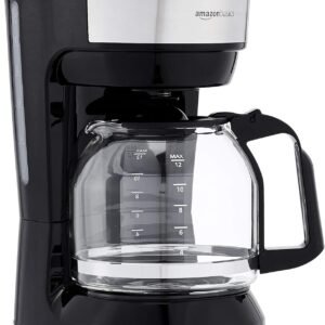 Amazon Basics Coffee Makers, 12-Cup Coffee Machines with Reusable Filter, Coffee Pots, Black & Stainless Steel