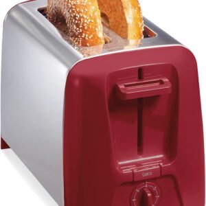 Hamilton Beach 2 Slice Toaster with Extra Wide Slots, Shade Selector, Auto-Shutoff, Cancel Button and Toast Boost, Red