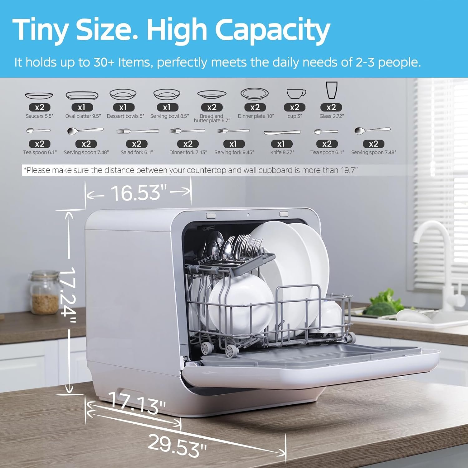 Midea MDC17P0ABB Portable Countertop Mini 5L Built-in Water Tank, No Hookup Needed, 6 Programs, 360° Dual Spray, 162℉ High-Temp& Air-Refresh Function, Dishwasher for Apartments& RVs, Black - Image 8