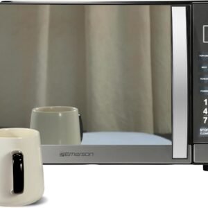 Emerson MWG1191SB Countertop Microwave Oven with 1100W Grill Function, Sleek Mirrored Finish 10 Power Levels, 6 Auto Menus, Glass Turntable and Child Safe Lock, 1.1 Cu. Ft, Stainless Steel