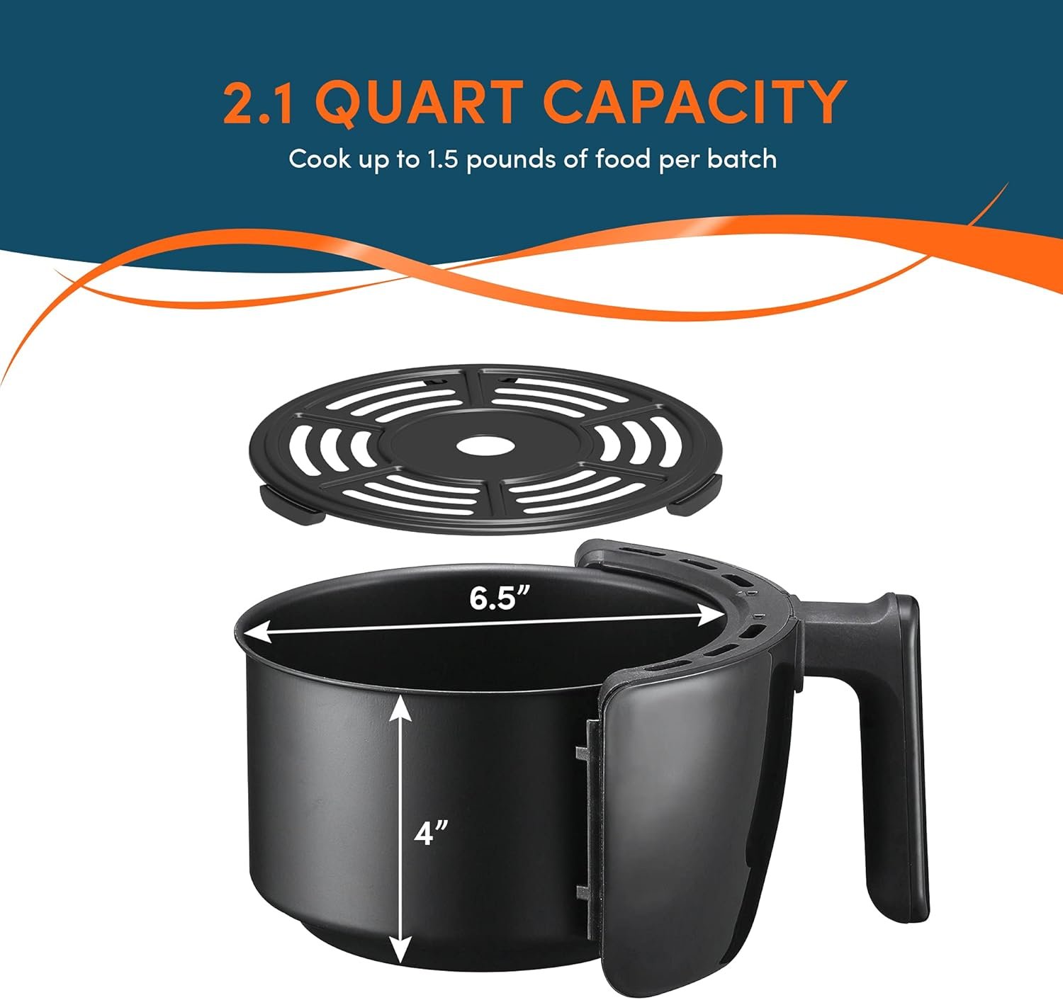 Elite Gourmet EAF-0201 Personal Compact Space Saving Electric Hot Air Fryer Oil-Less Healthy Cooker, Timer & Temperature Controls, 1000W, 2.1 Quart, Black - Image 4