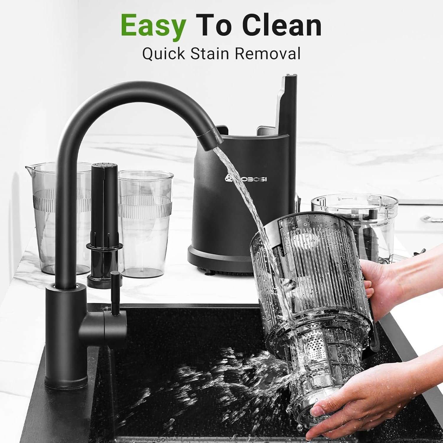 Slow Cold Press Juicer Machine: Electric Masticating Juicer Extractor Easy Clean - Whole Fruit Vegetable Juice Maker - Cold Pressed Slow Blender Juicer with Wide Large Chute Mouth - Image 8