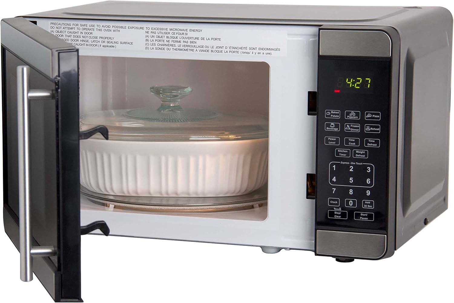 Avanti MT7V3S Microwave Oven 700-Watts Compact with 6 Pre Cooking Settings, Speed Defrost, Electronic Control Panel and Glass Turntable, 0.7-Cu.Ft, Metallic - Image 4