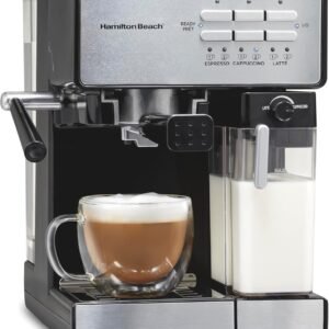 Hamilton Beach Slide and Lock Espresso Machine, Programmable Coffee Maker for Café-Quality Cappuccino & Latte, 15 Bar Pump, Milk Frother Steamer Wand, 70 oz. Removable Reservoir, Black (40750)