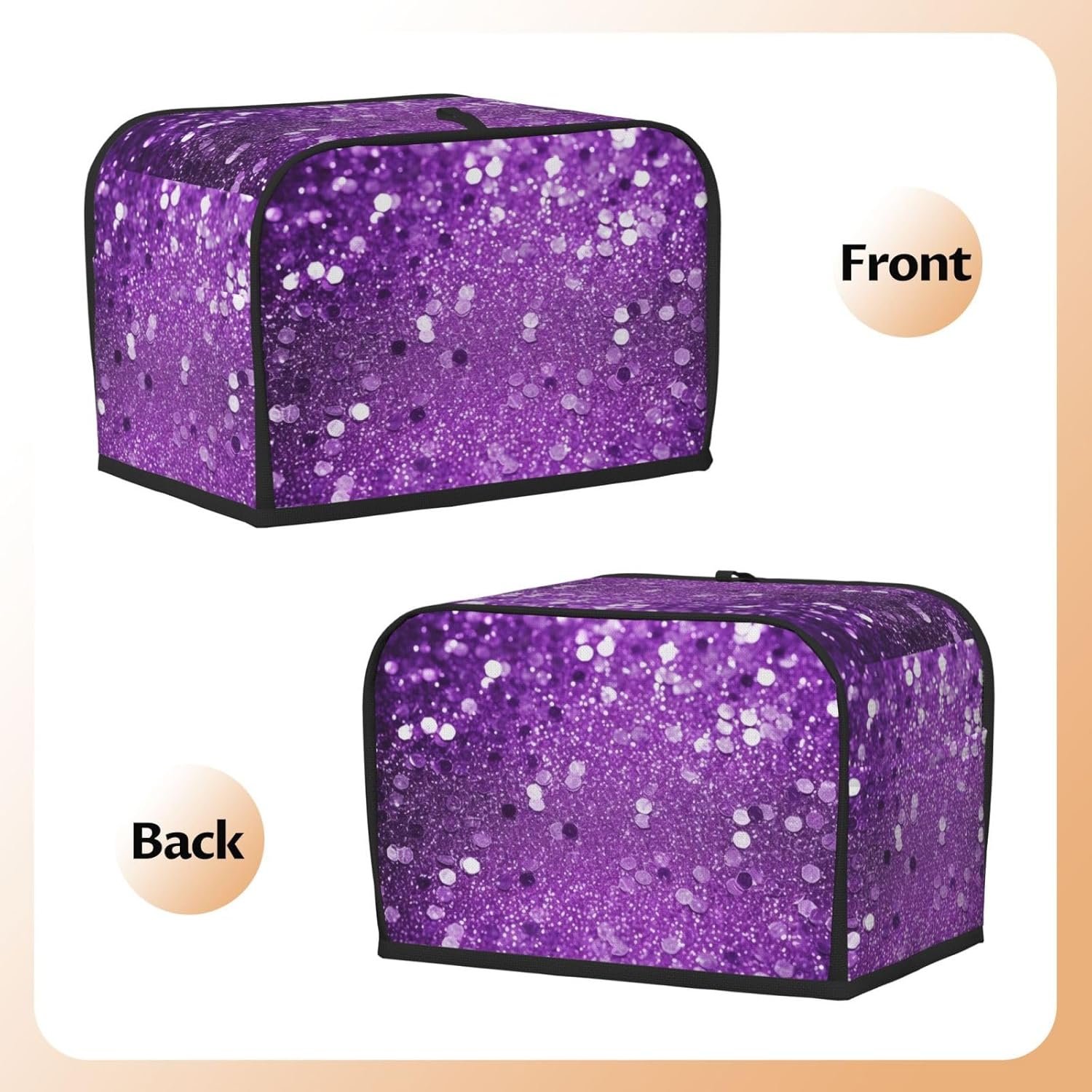 Sparkling Purple Glitter 2 Slice Toaster Covers Quilted Bread Maker Cover Small Appliance Cover With Handle For Home Table Kitchen Decor - Image 3