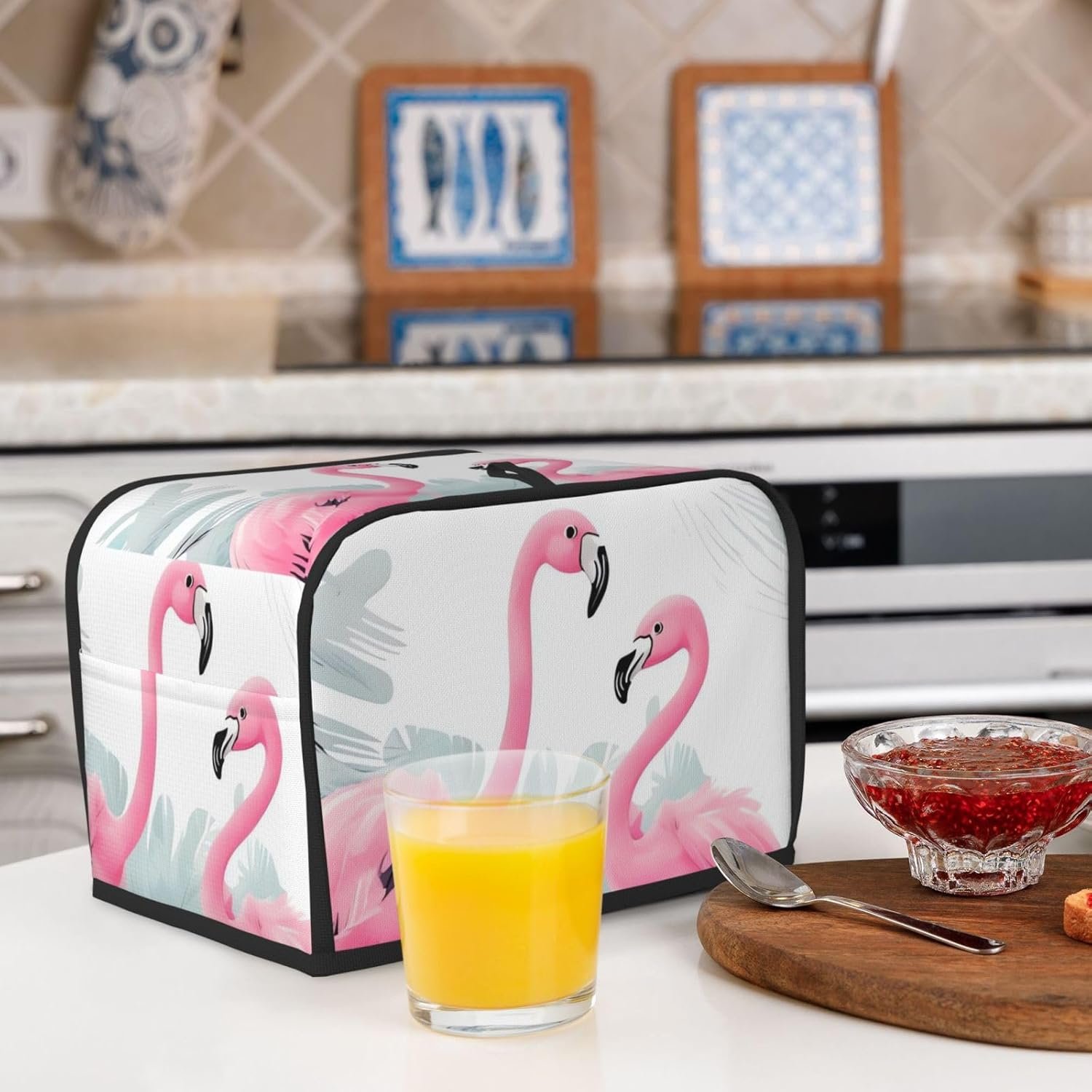 Pink Flamingo 2 Slice Toaster Covers Quilted Bread Maker Cover Small Appliance Cover With Handle For Home Table Kitchen Decor - Image 6