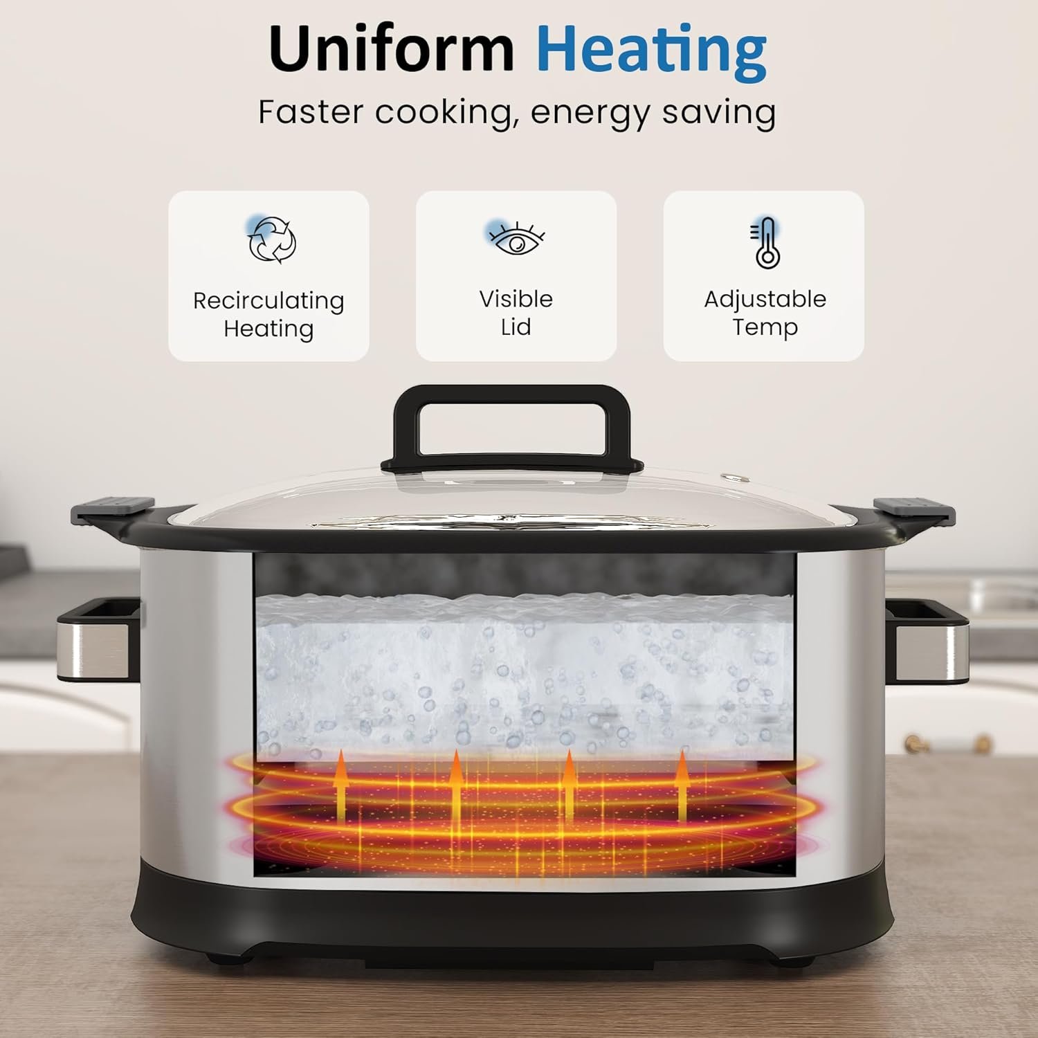 11-in-1 Multicooker, 6.5QT Slow Cooker Roaster Oven, Digital Programmable Multi Functional Pot with Timer, Temp Control, Delay Start, Glass Lid, Removable Nonstick Pot & Roast/Steam Rack - Image 4