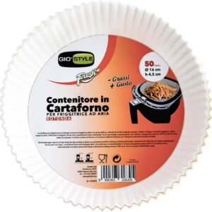 GIO’STYLE Pack of 50 Food Storage Containers for Air Fryer, Diameter 16 cm, Round with Holes, Made in Italy