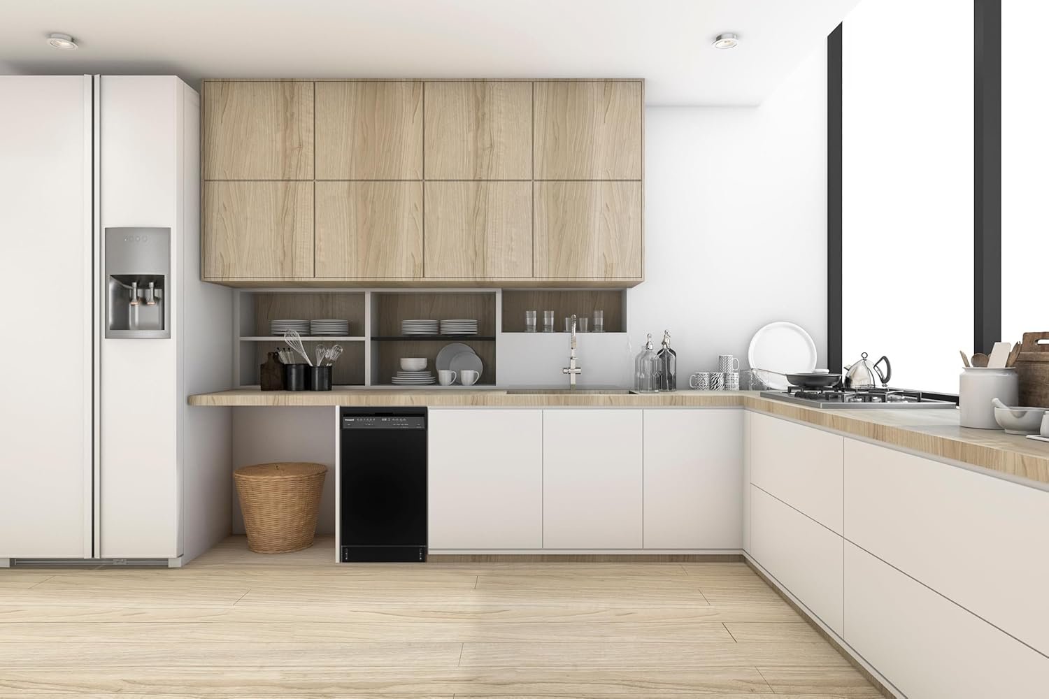 Honeywell 18 Inch Dishwasher with 8 Place settings, 6 Washing Programs, Stainless Steel Tub, UL/Energy Star- Black - Image 6