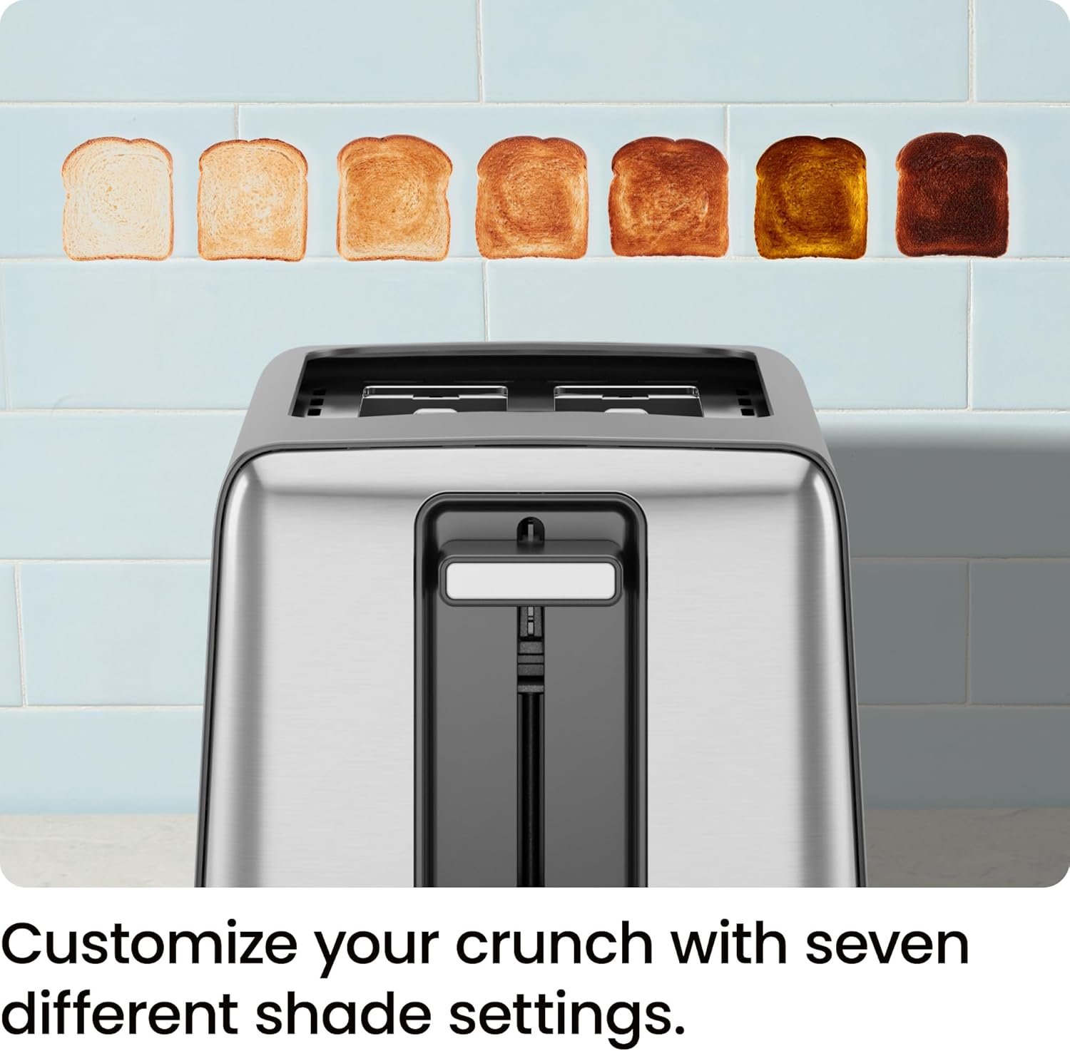 Chefman 2 Slice Toaster, 7 Shade Settings, Removable Crumb Tray, Thick Bread and Bagel Toaster with Defrost and Cancel Buttons – Black - Image 3