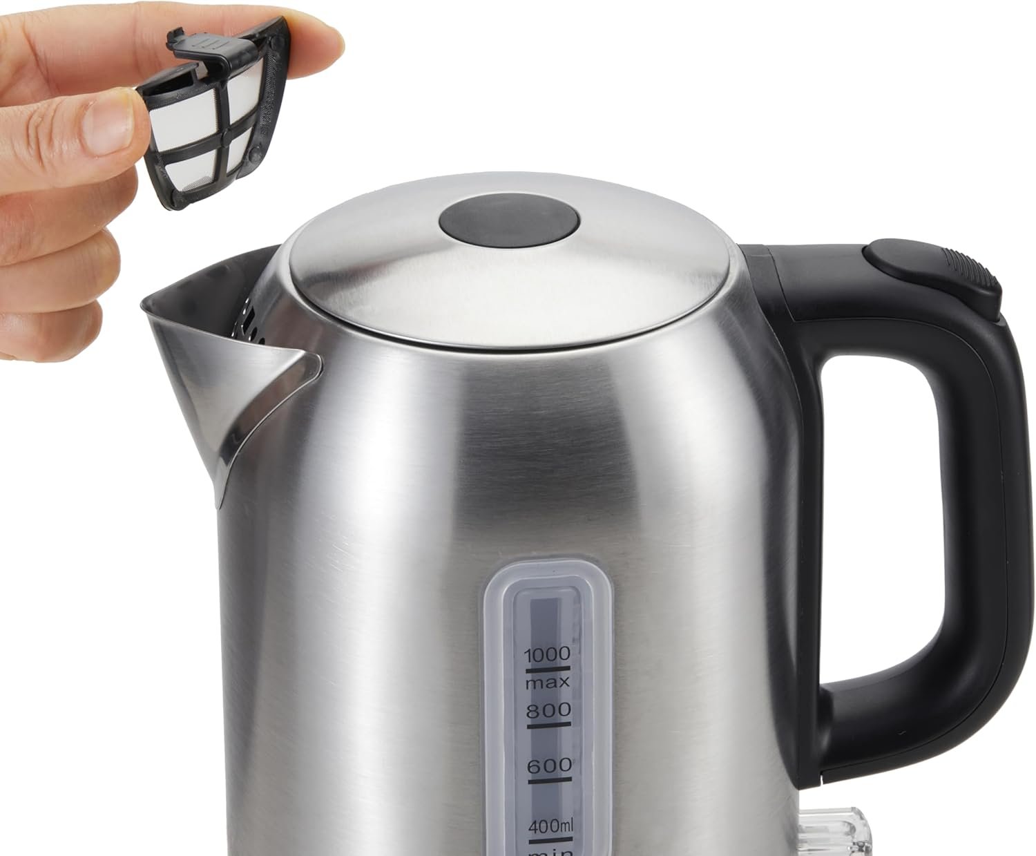 Amazon Basics 1.1Qt (1L) Electric Kettle, Tea Kettle & Water Boiler, with Auto Shut-Off, Boil Dry Protection, High-Safety Strix Thermostat, BPA-Free, 1500W, Stainless Steel, New Model, Black & Silver - Image 6