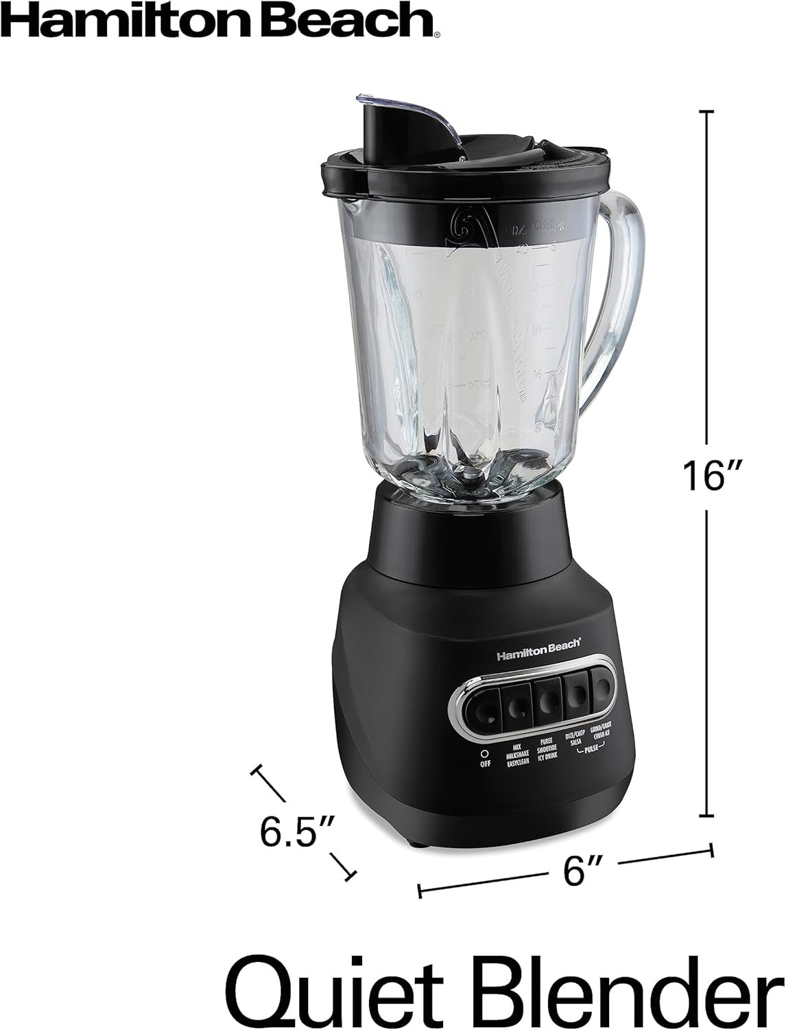 Hamilton Beach Wave Action Blender for Smoothies, Stainless Steel Ice Sabre Blades, 40oz Glass Jar, 800 Watts, Quiet Design, Black (58175) - Image 8