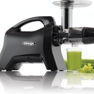 Omega Cold Press Juicer Machine, Vegetable and Fruit Juice Extractor and Nutrition System Makes Nut Milks Baby Food and Sorbets, Triple-Stage 80-RPM Slow Masticating Juicer, 200-Watts, Black