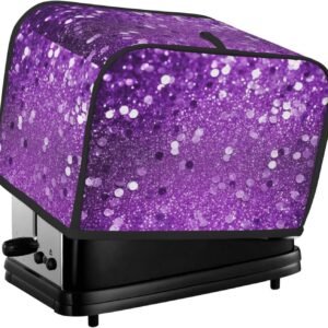 Sparkling Purple Glitter 2 Slice Toaster Covers Quilted Bread Maker Cover Small Appliance Cover With Handle For Home Table Kitchen Decor