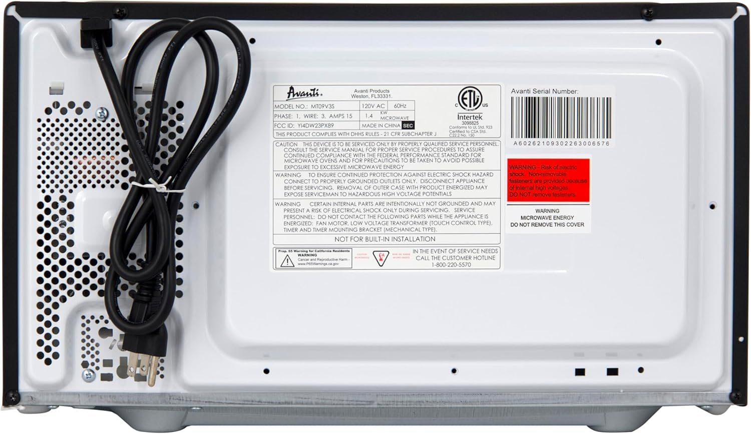 Avanti MT09V3S Microwave Oven 900-Watts Compact with 10 Power Levels and 6 Pre Cooking Settings, Speed Defrost, Electronic Control Panel and Glass Turntable, 0.9-Cu.Ft, Stainless Steel - Image 10