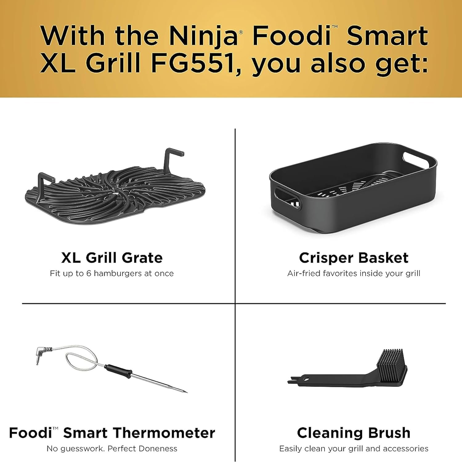 Ninja Indoor Grill, Foodi Smart XL 6-in-1 Indoor Grill with Air Fry, Roast, Bake, Broil & Dehydrate, Smart Thermometer, Black/Silver, FG551 - Image 15
