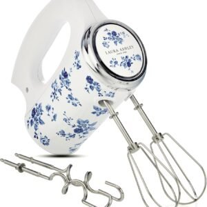 Laura Ashley Hand Mixer Electric Handheld 200W – Hand Held Electric Whisk with 5 Variable Speeds – Hand Mixers with Durable Stainless Steel Beaters – Easy to Clean Light Weight Cake Mixer for Baking