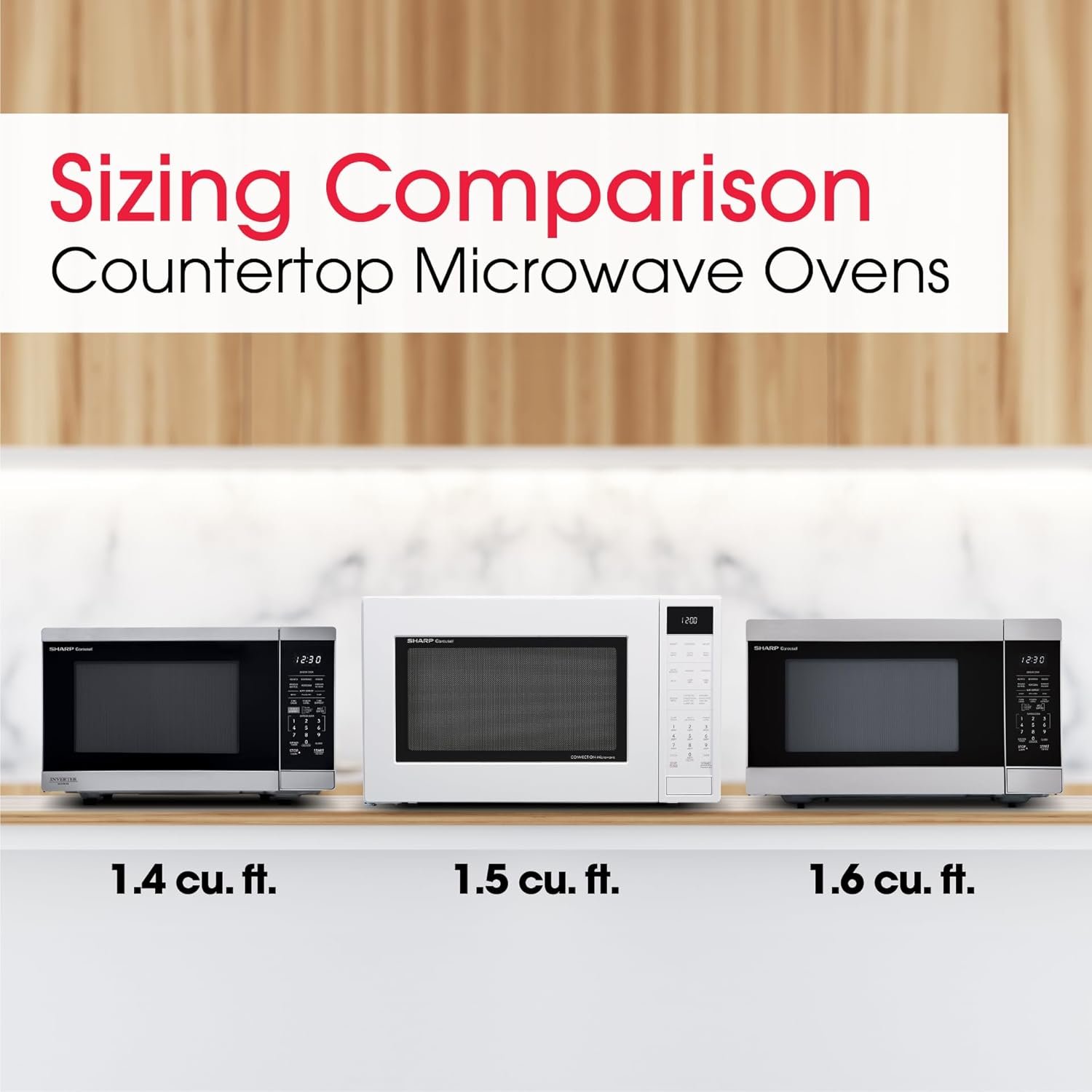 SHARP Convection Countertop Microwave Oven with Removeable 15.4" Carousel Turntable, 1.5 Cubic Feet, 900 Watt, Sensor Cooking, White - Image 16