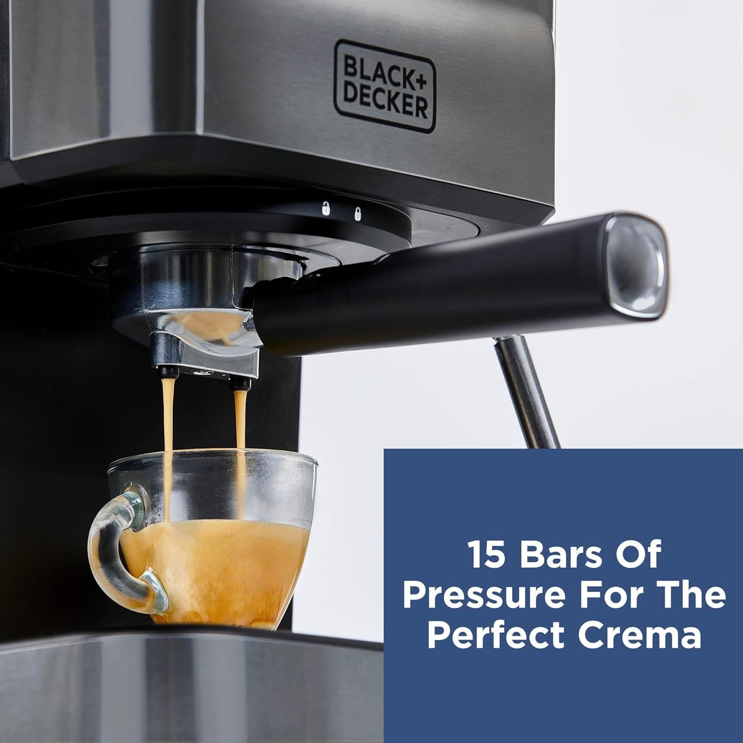 BLACK+DECKER Semi-Automatic 15 Bar Espresso and Cappuccino Maker, Versatile Machine with Ability to use Grounds or ESE Pods to Make Your Perfect Cup of Coffee - Image 3