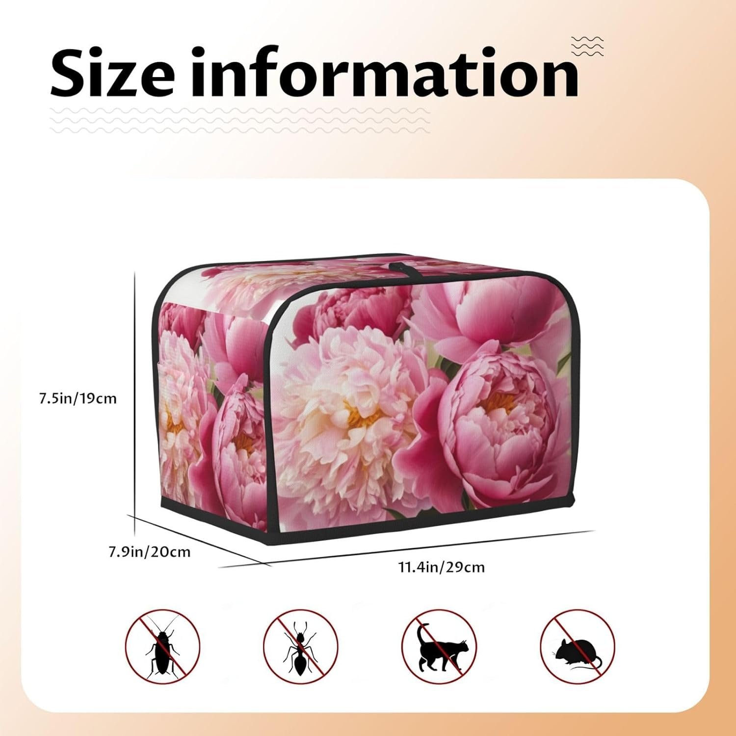 Peony Flowers Blossom 2 Slice Toaster Covers Quilted Bread Maker Cover Small Appliance Cover With Handle For Home Table Kitchen Decor - Image 5
