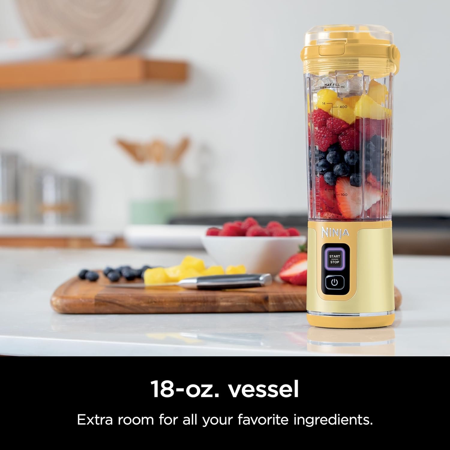 Ninja Blast Portable Blender, Cordless, 18oz. Vessel, Personal Blender For-Shakes and Smoothies, BPA Free, Leakproof-Lid and Sip Spout, USB-C Rechargeable, Dishwasher Safe, Lemon Meringue, BC151LB - Image 2