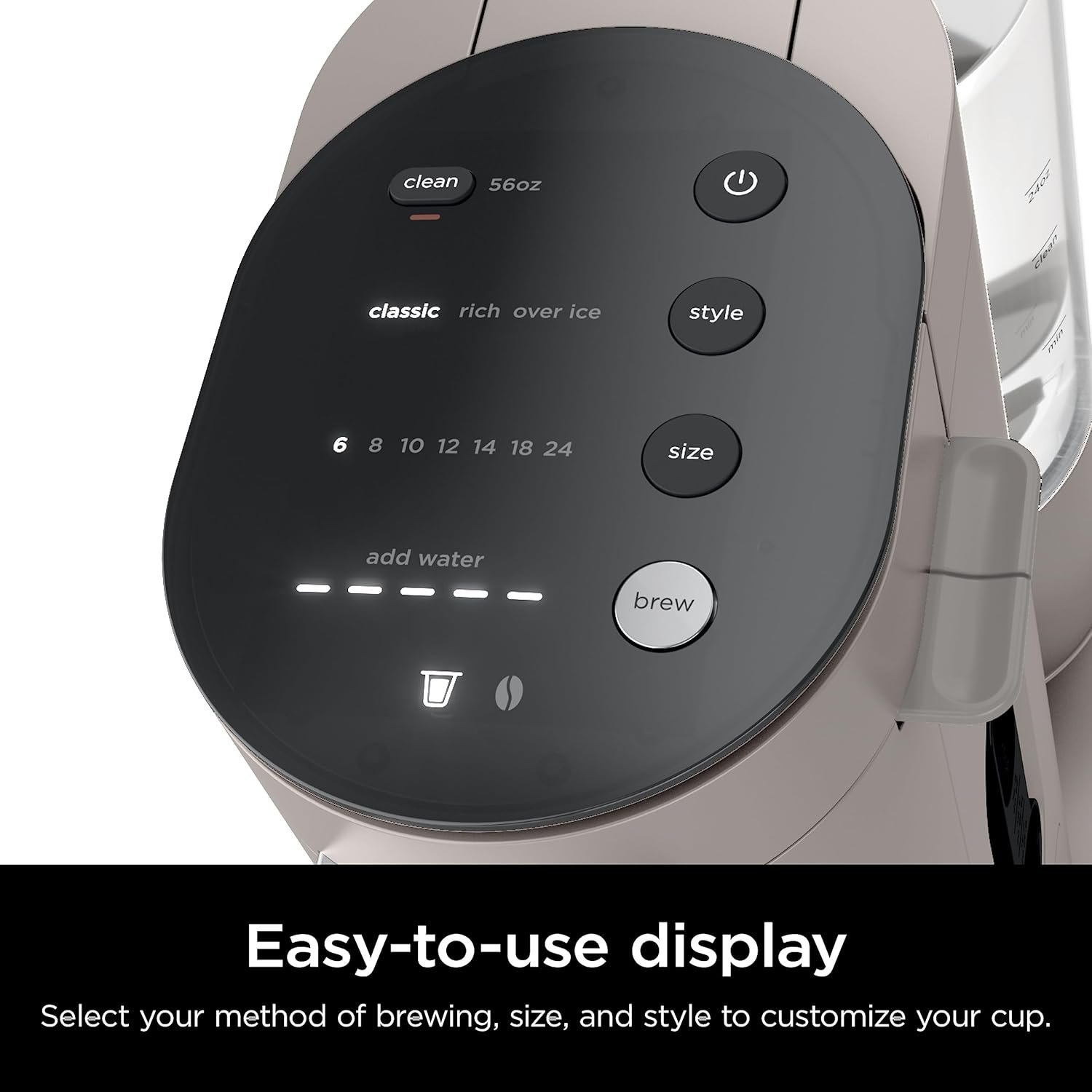 Ninja Pods & Grounds Single-Serve Coffee Maker, K-Cup Pod Compatible, Brews Grounds, Compact Design, 56-oz. Reservoir, 6-oz. Cup to 24-oz. Travel Mug Brew Sizes, Iced Coffee Maker, Stone, PB041ST - Image 7